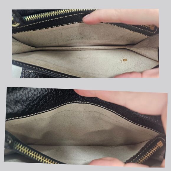 Kate Spade Wallet Womens Black Pebble Trifold Leather Wallet Made Italy 7.25"x4" - Picture 5 of 14